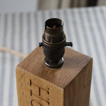 Personalised Wooden Engraved Lamp Base| with Lead and Bulb Holder