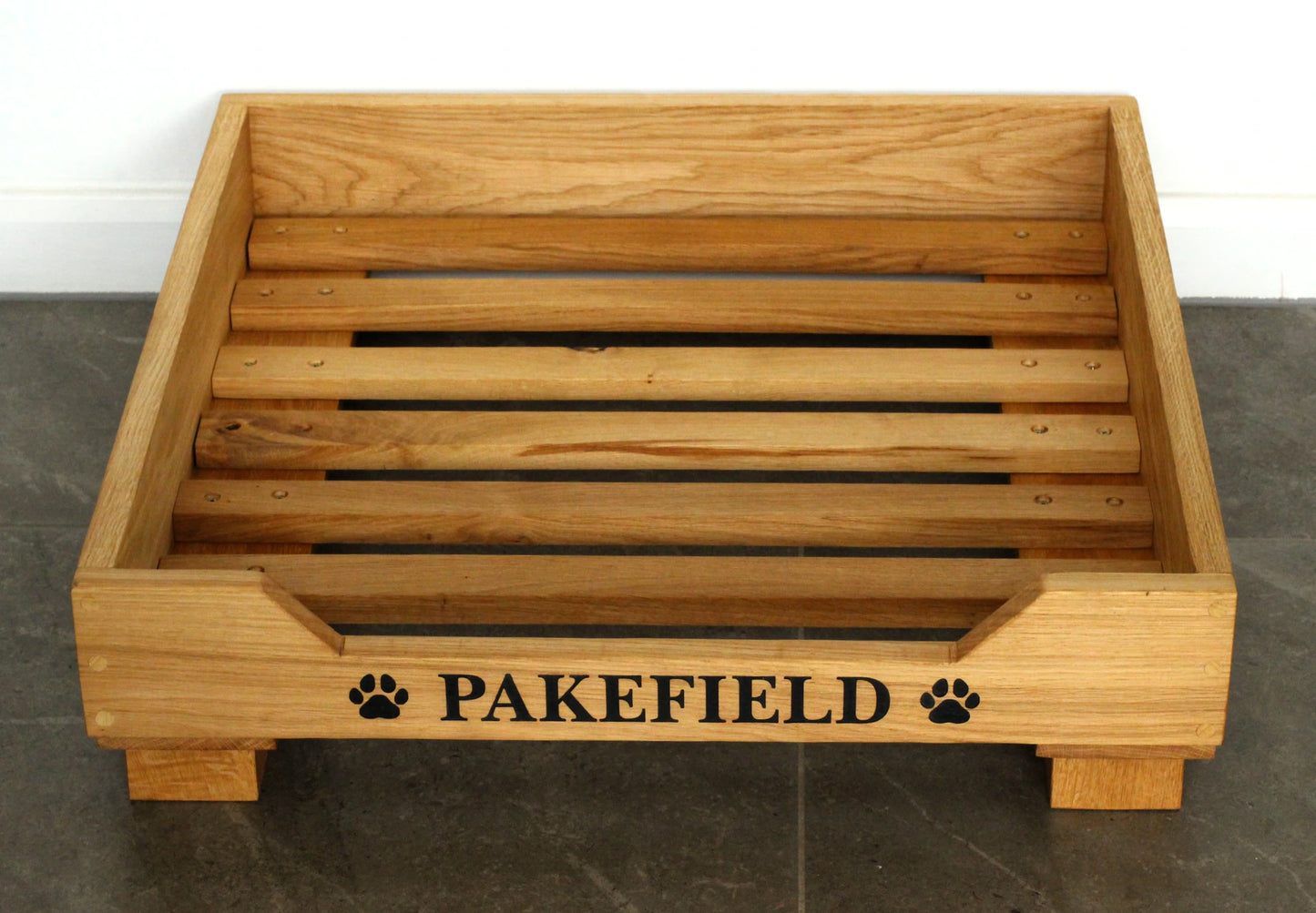 Solid Oak Engraved and Customised Dog Bed