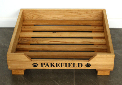 Solid Oak Engraved and Customised Dog Bed