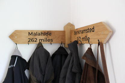 Personalised Oak Footpath Style Corner Coat Rack
