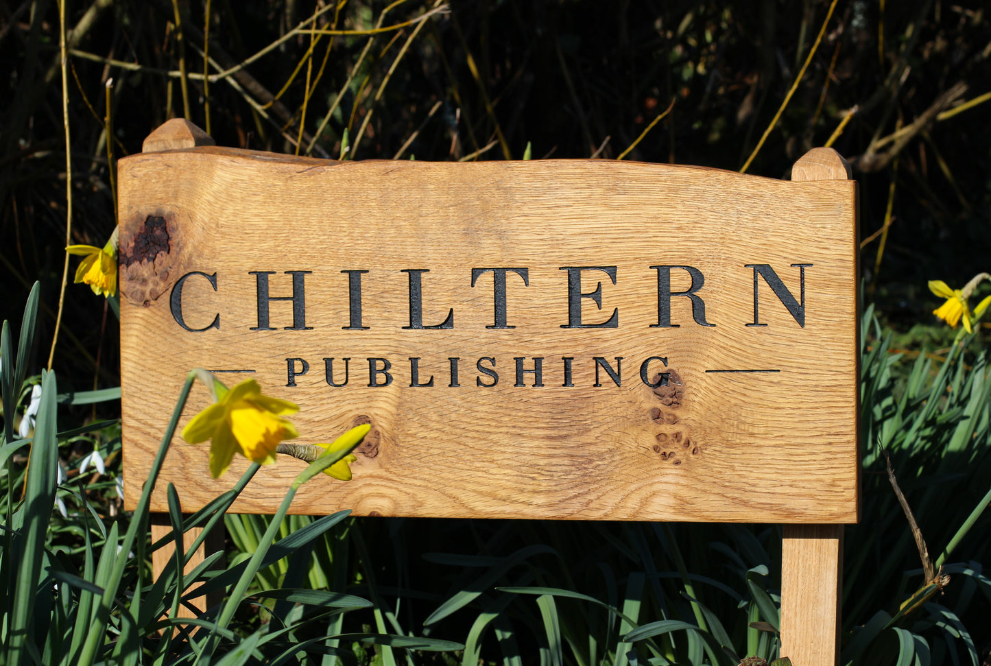 Engraved Live Edge Oak Sign with Legs