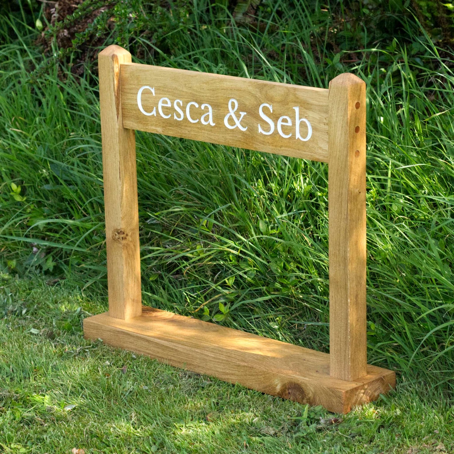 Portable Engraved Oak Sign