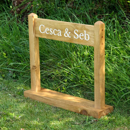 Portable Engraved Oak Sign