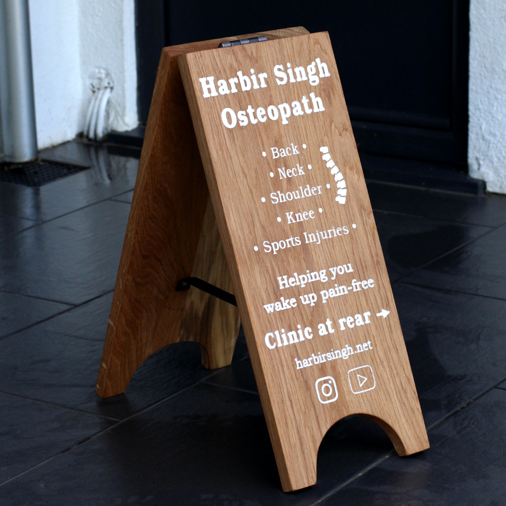 Solid Oak A-Board Sign – Double-Sided Engraved Pavement Sign