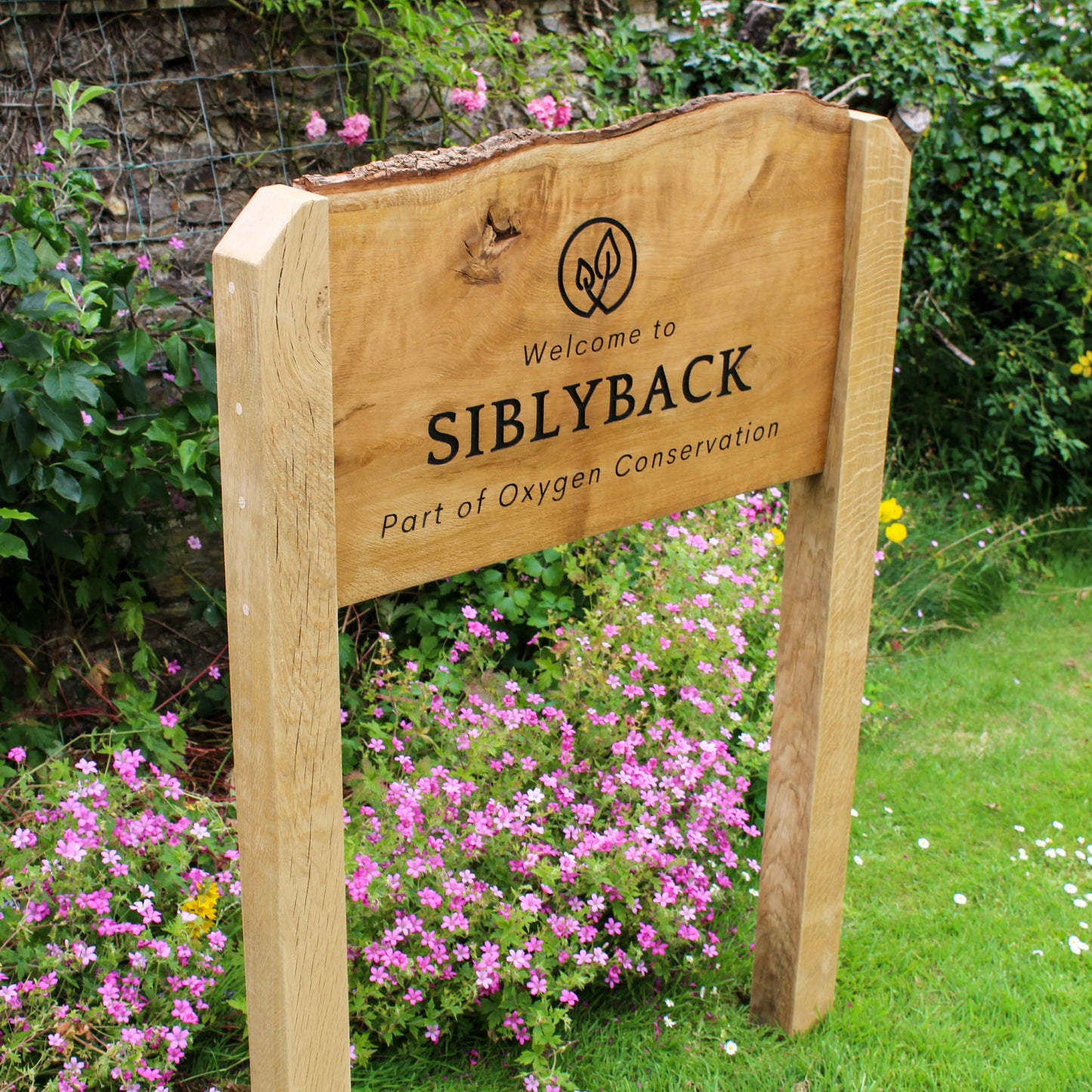 Engraved Live Edge Oak Estate Signage
