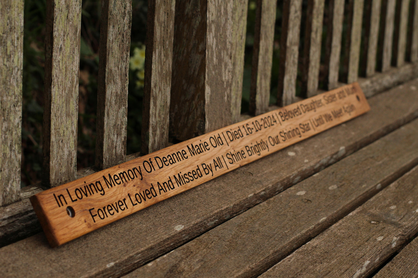Wooden Engraved Memorial Bench Plaque