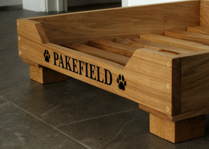 Solid Oak Engraved and Customised Dog Bed