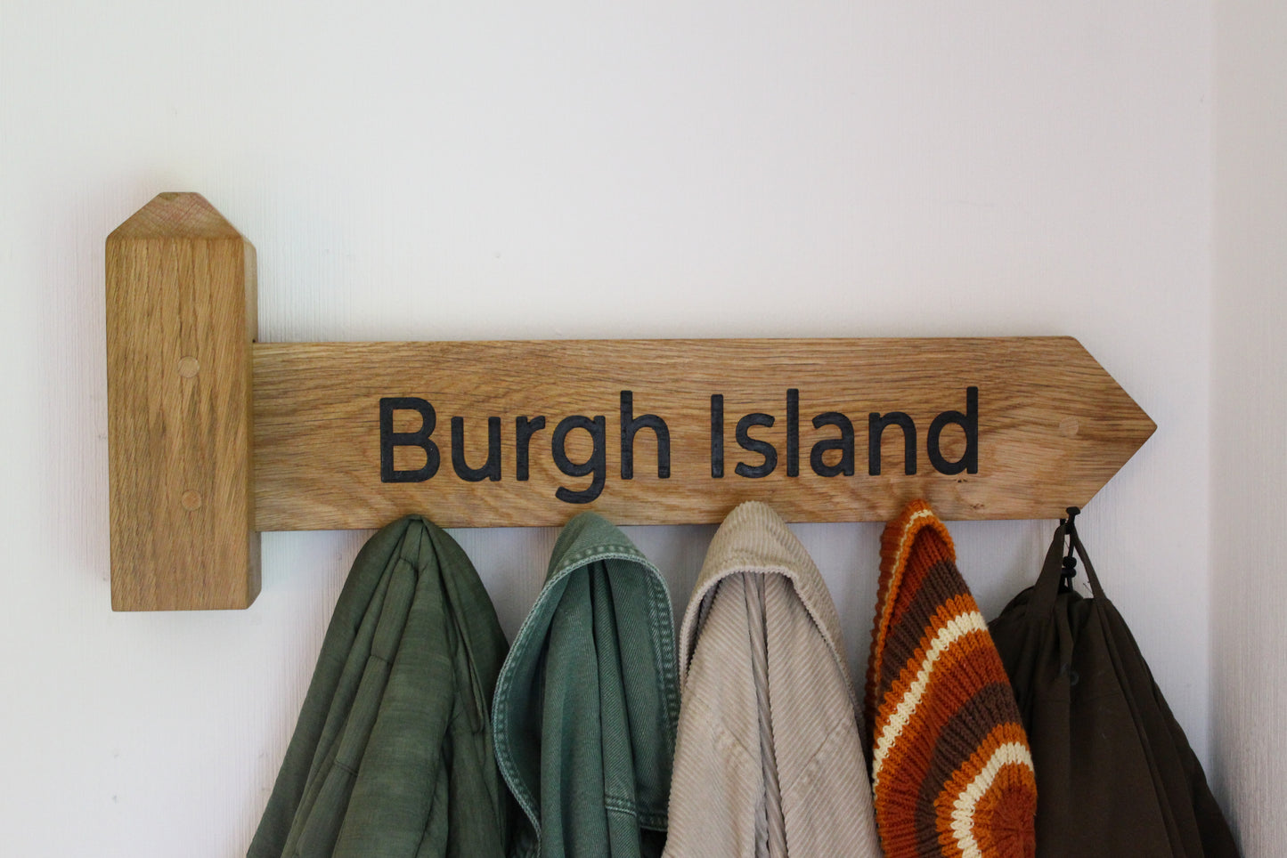 Engraved Wooden Coat Rack | Footpath style Coat Hanger