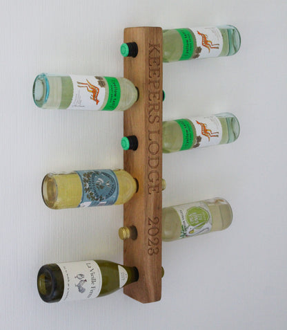 Engraved Wooden Wine Rack | Wall Mounted