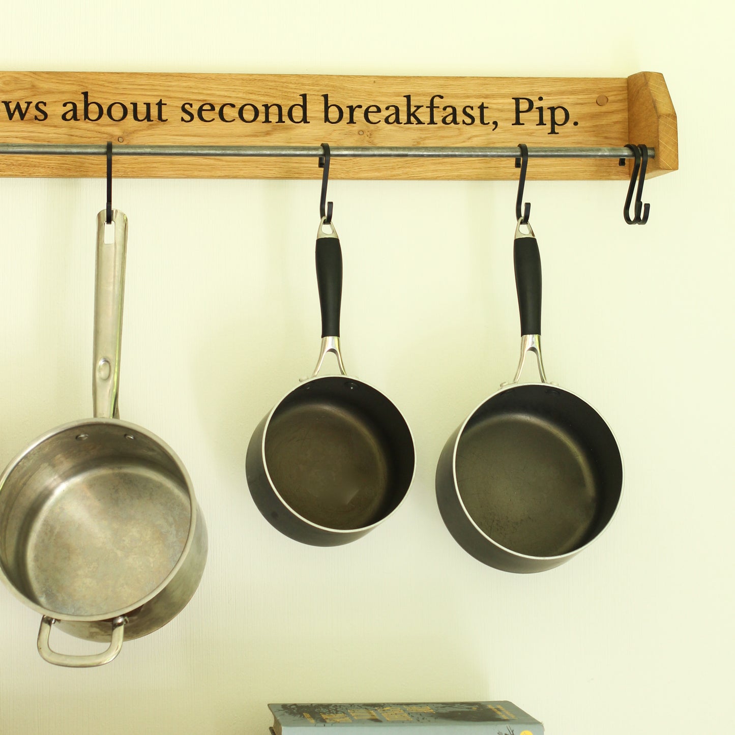 Custom Engraved Farmhouse Kitchen Pan Hanger – Handmade from Dartmoor Oak