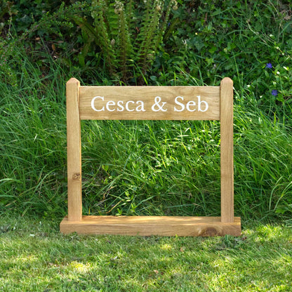 Portable Engraved Oak Sign