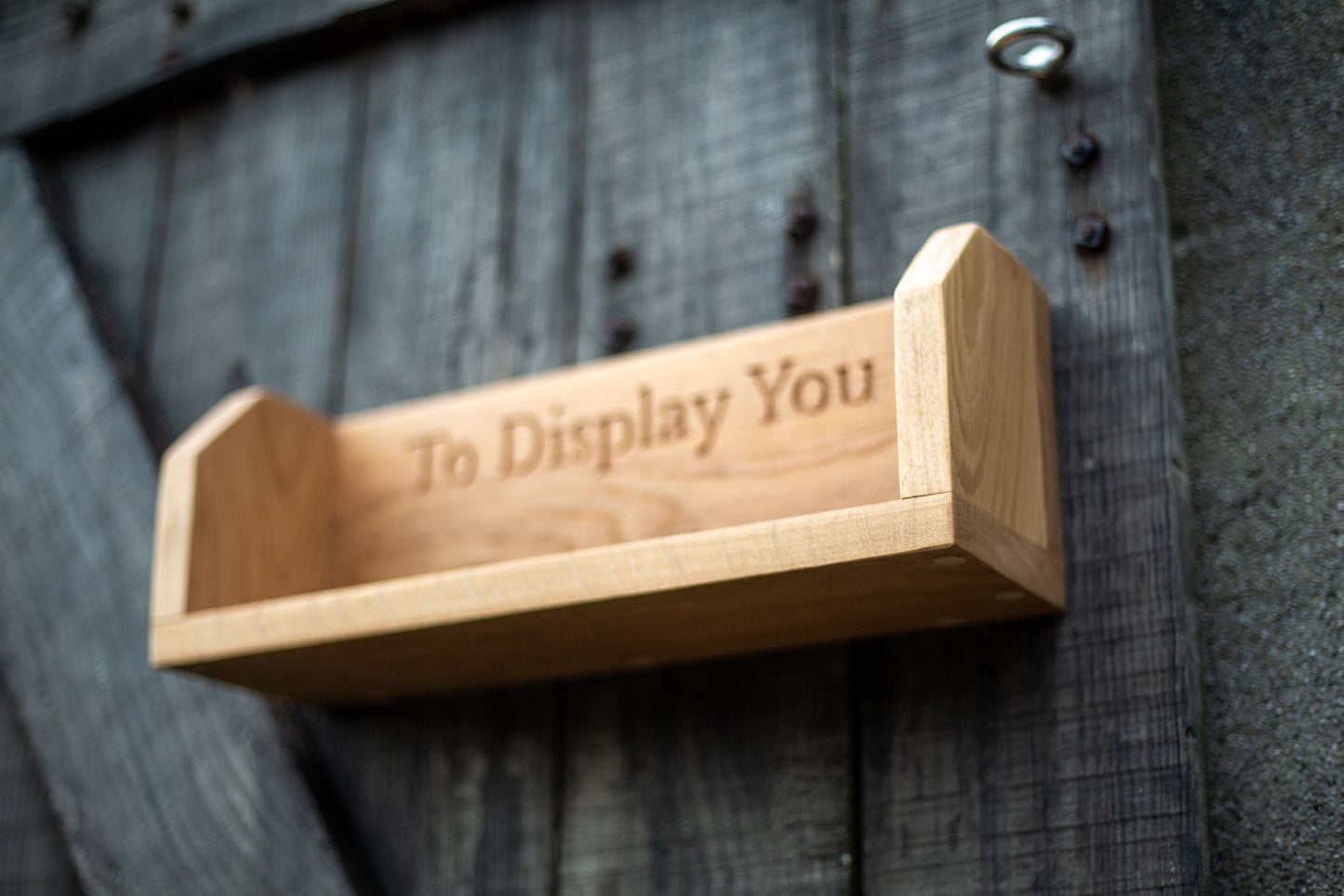 Custom Farmhouse Style Engraved Oak Shelf