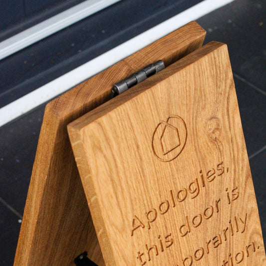 Solid Oak A-Board Sign – Double-Sided Engraved Pavement Sign
