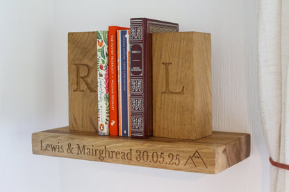 Dartmoor Oak with Personalised Engraved Floating Shelf