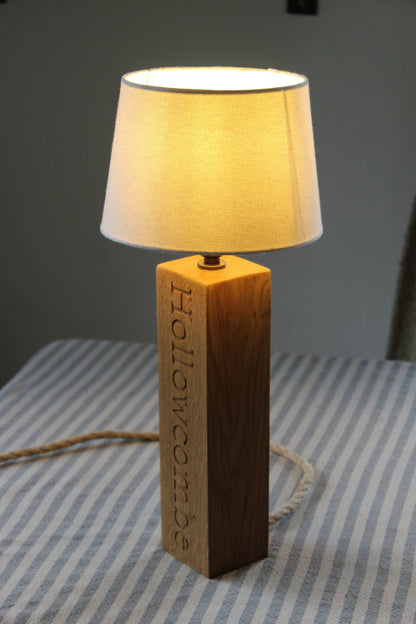 Personalised Wooden Engraved Lamp Base| with Lead and Bulb Holder