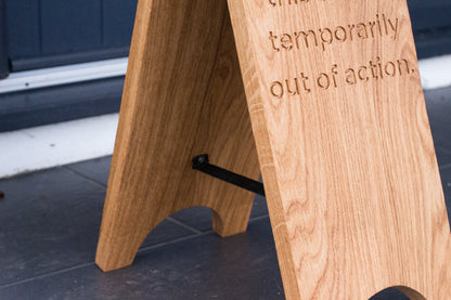 Solid Oak A-Board Sign – Double-Sided Engraved Pavement Sign