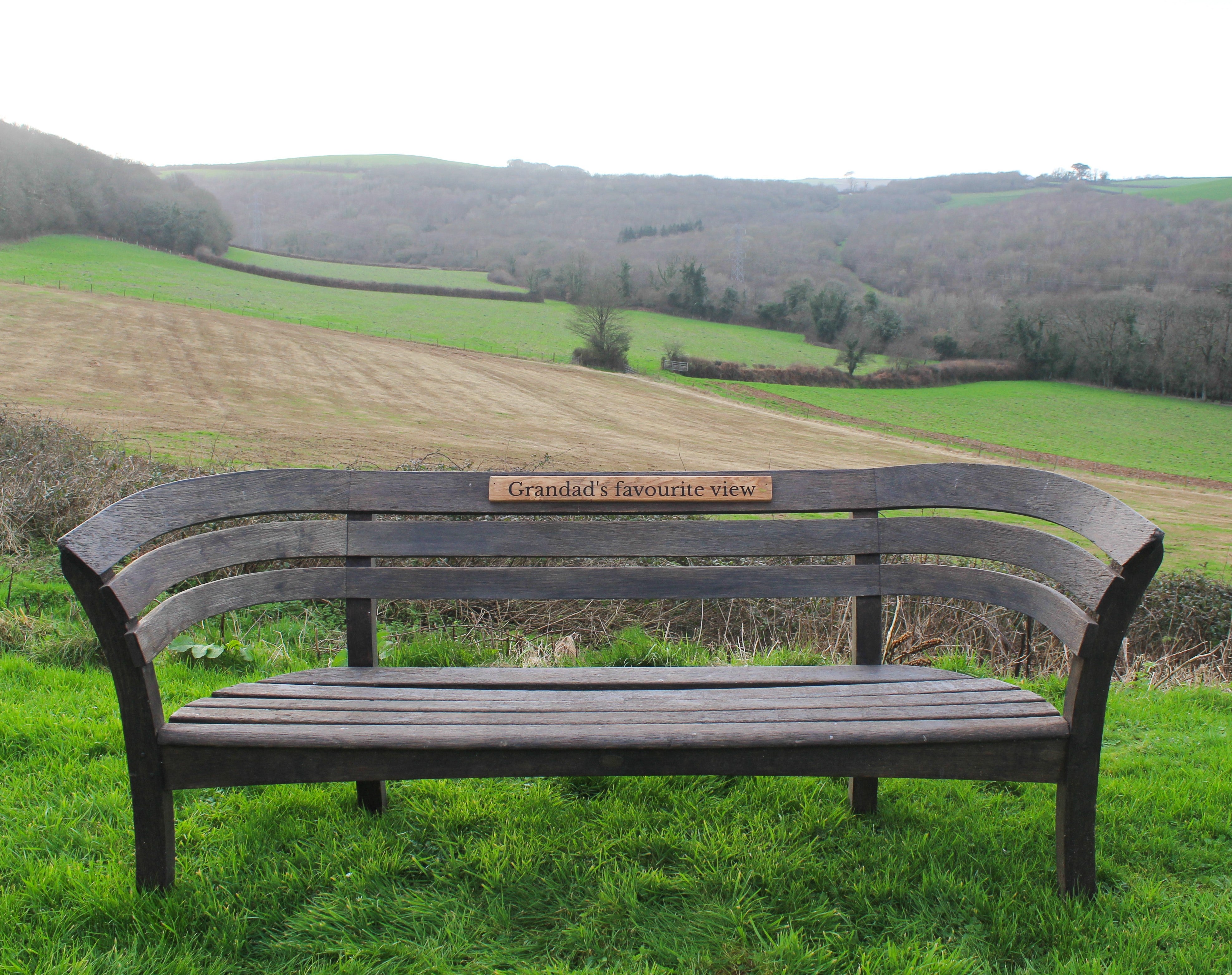 Wooden Engraved Memorial Bench Plaque | Grain Designs