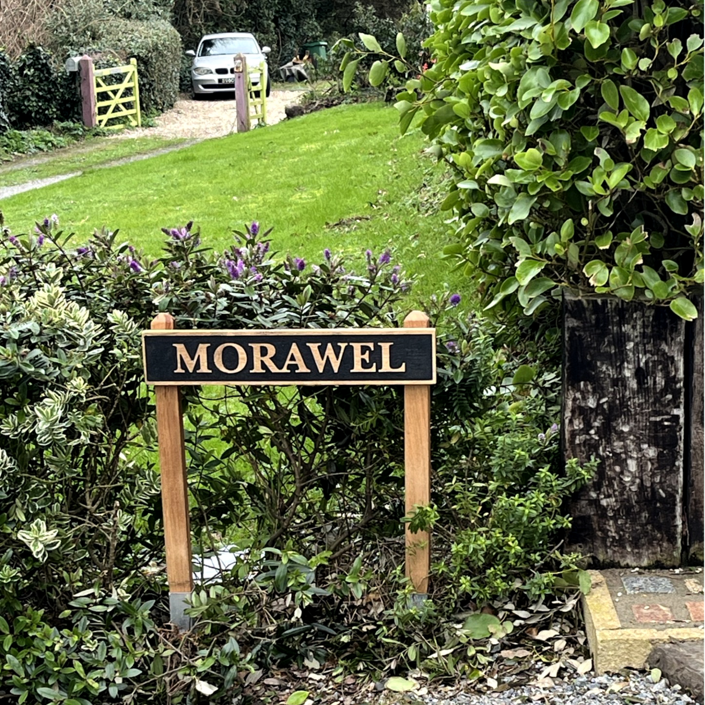 Bold Contrast Personalised Wooden House Sign