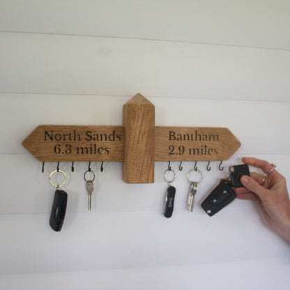Personalised Rustic Style Wooden Key Hanger/Organiser