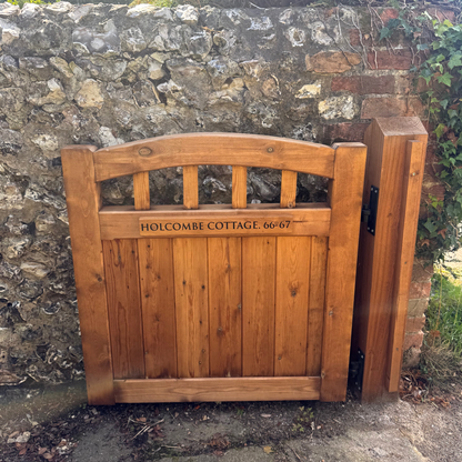 Classic Engraved Wooden Gate Sign