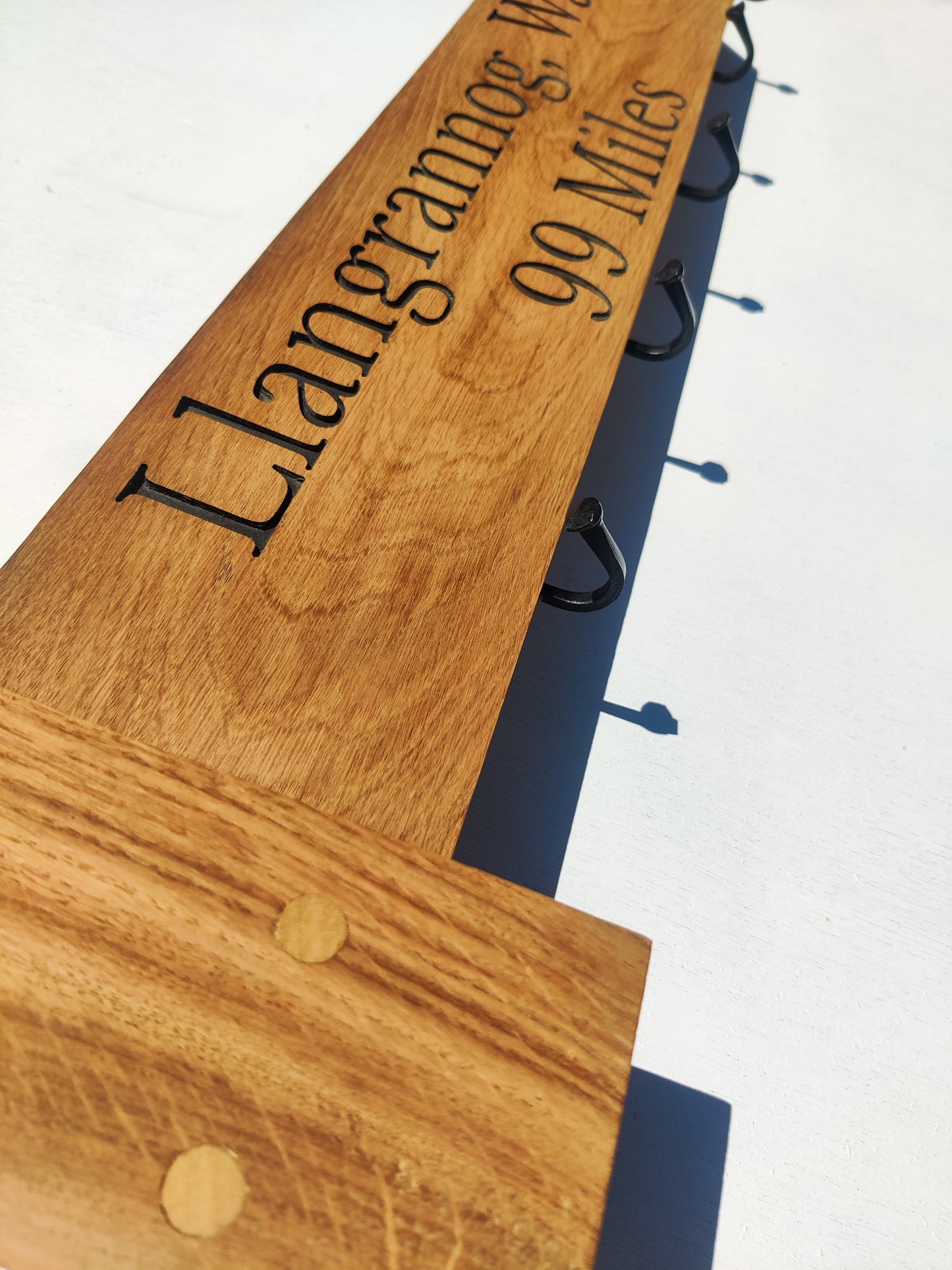 Engraved Wooden Coat Rack | Footpath style Coat Hanger