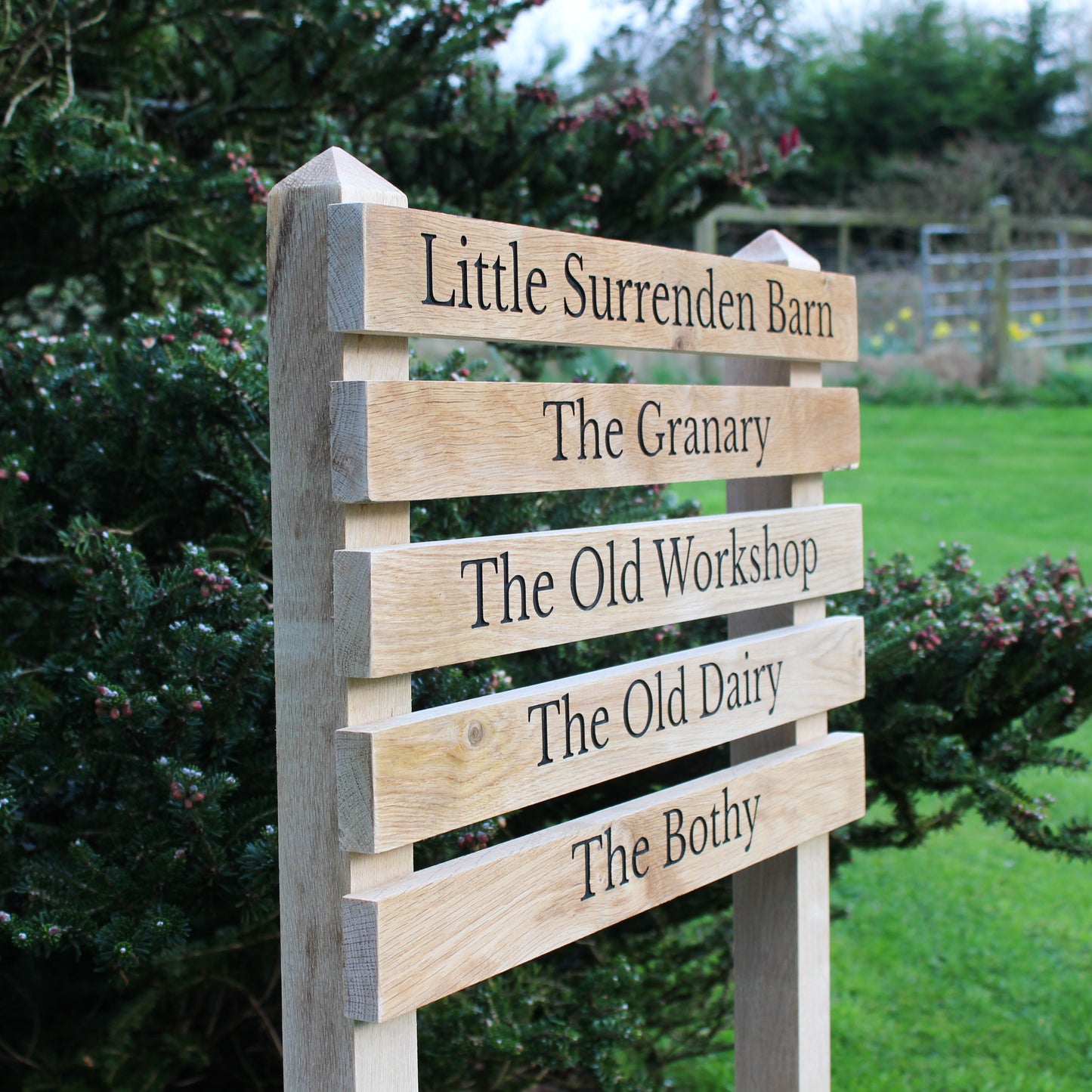 Ladder Tiered Thin Slatted Wooden Sign