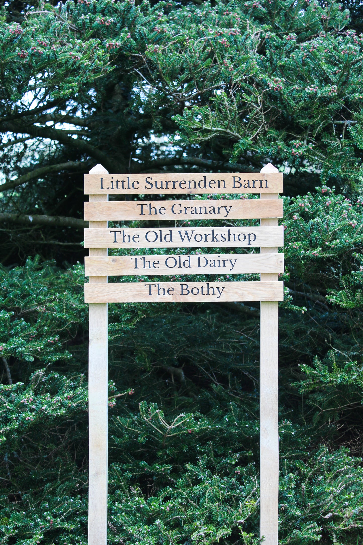 Ladder Tiered Thin Slatted Wooden Sign