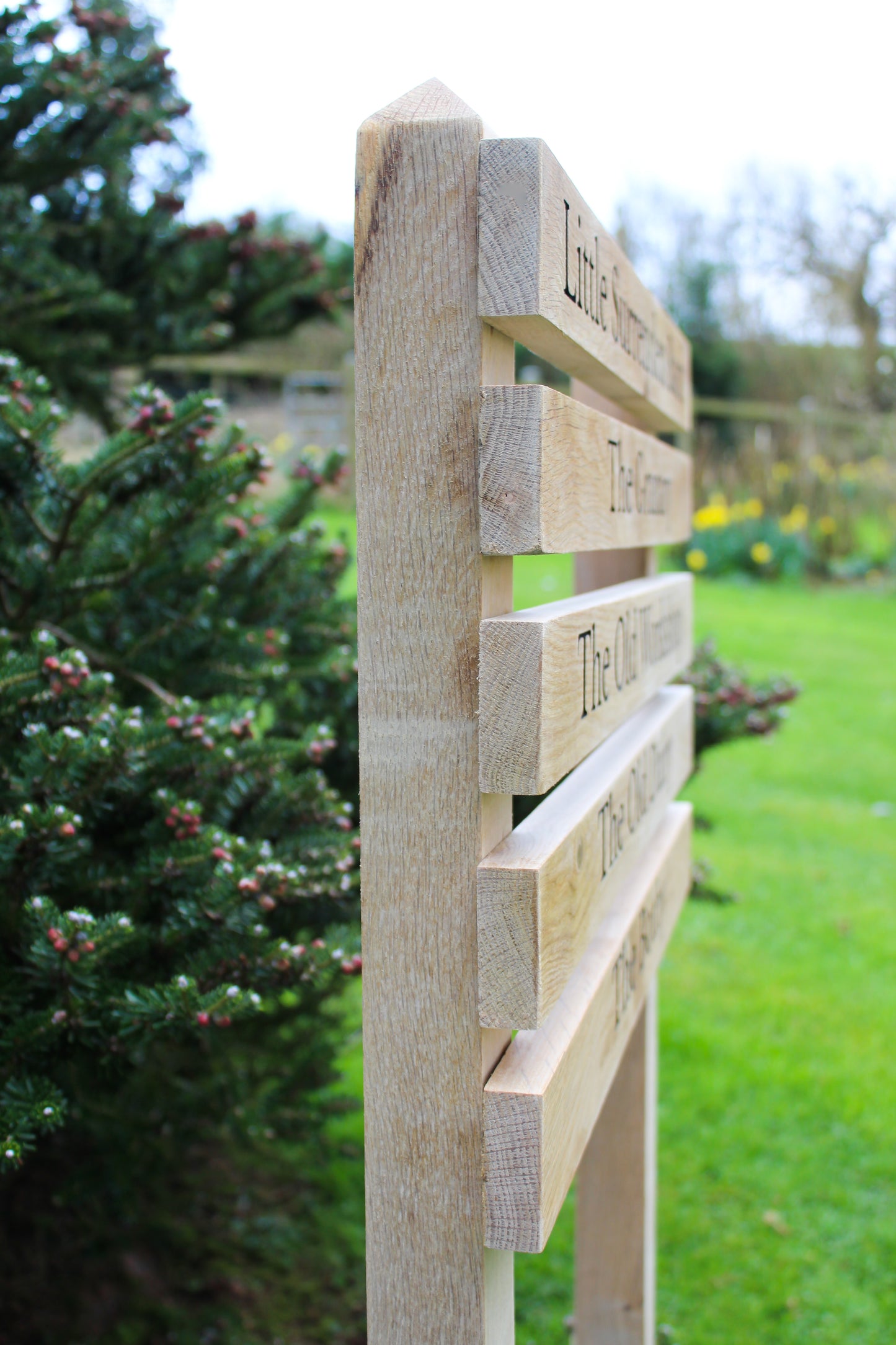 Ladder Tiered Thin Slatted Wooden Sign