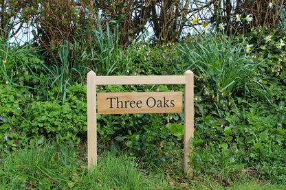 Traditional Swinging Wooden Outdoor Swinging Sign with Two Posts