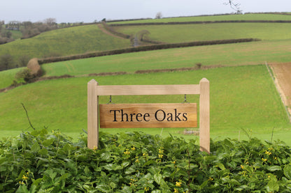 Traditional Swinging Wooden Outdoor Swinging Sign with Two Posts