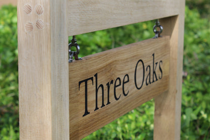 Traditional Swinging Wooden Outdoor Swinging Sign with Two Posts