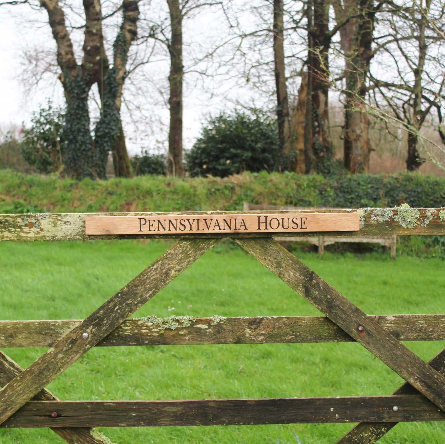 Classic Engraved Wooden Gate Sign