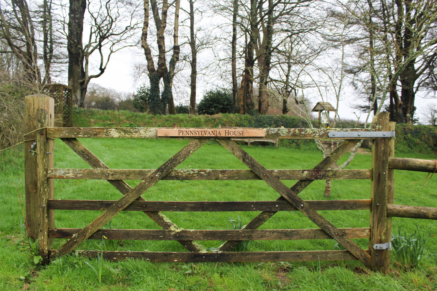 Classic Engraved Wooden Gate Sign