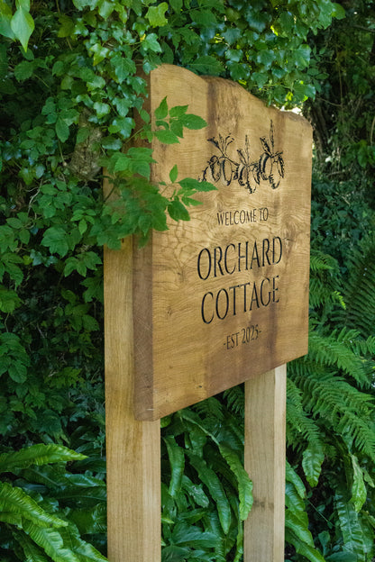 Engraved Live Edge Oak Entrance Signage