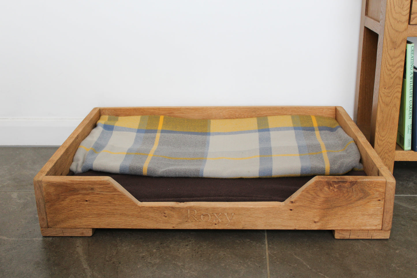 Solid Oak Engraved and Customised Dog Bed