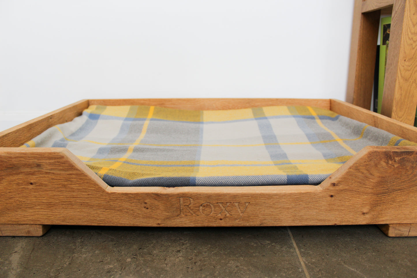 Solid Oak Engraved and Customised Dog Bed