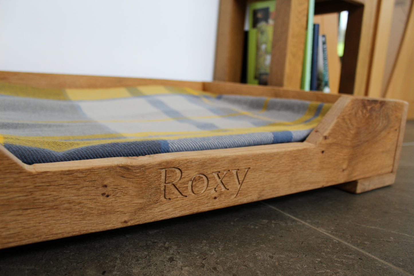 Solid Oak Engraved and Customised Dog Bed