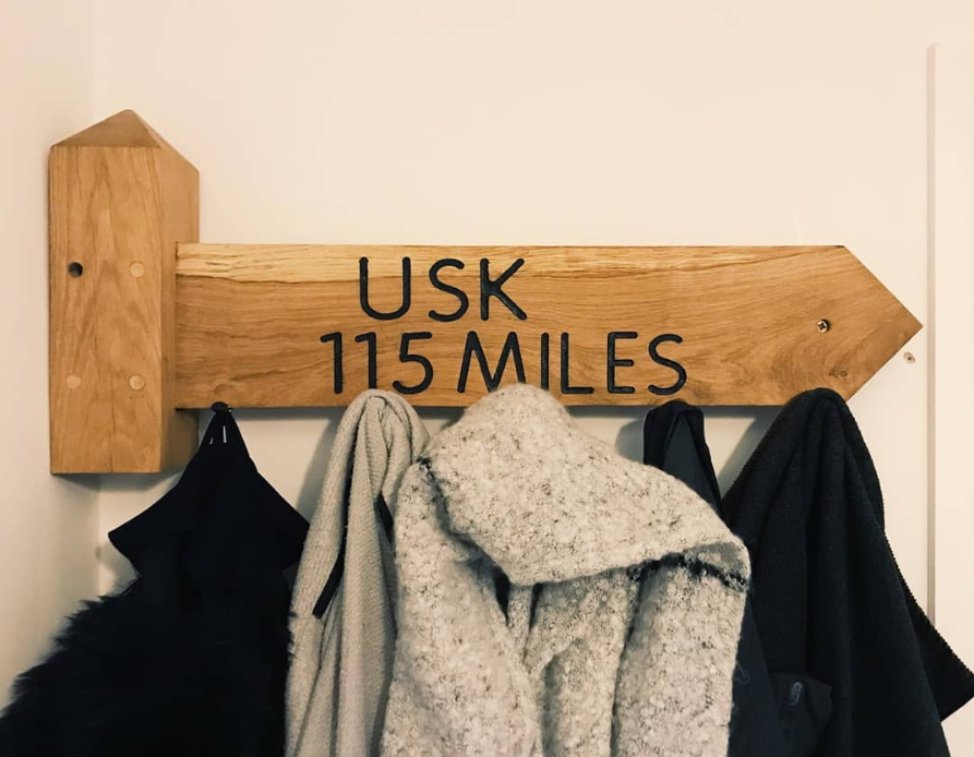 Engraved Wooden Coat Rack | Footpath style Coat Hanger