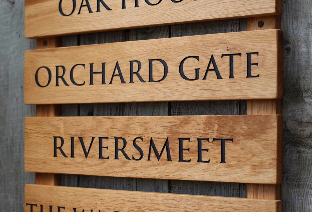 Wall-Mounted Ladder Tiered Slatted Wooden Sign | Grain Designs