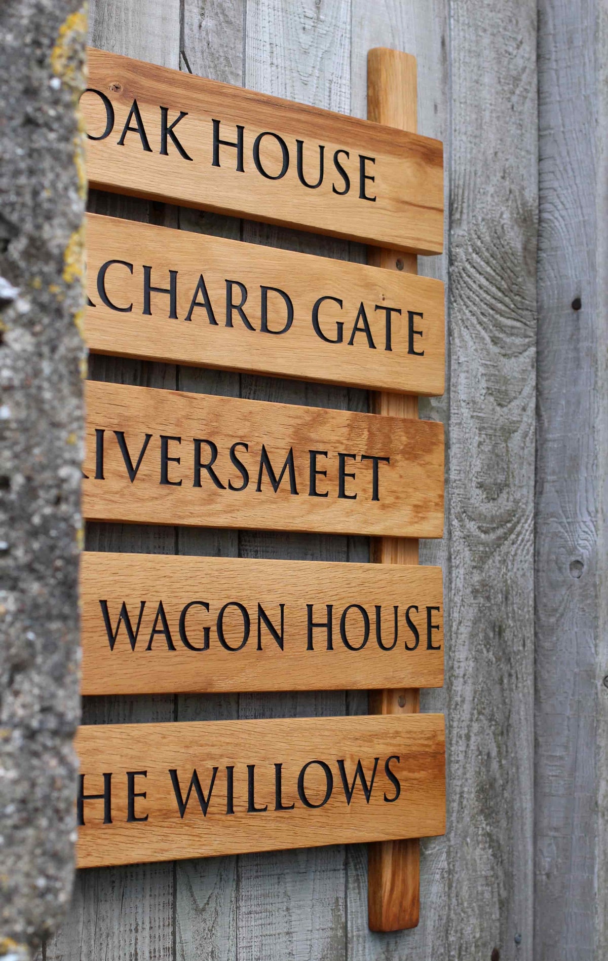 Wall-Mounted Ladder Tiered Slatted Wooden Sign | Grain Designs