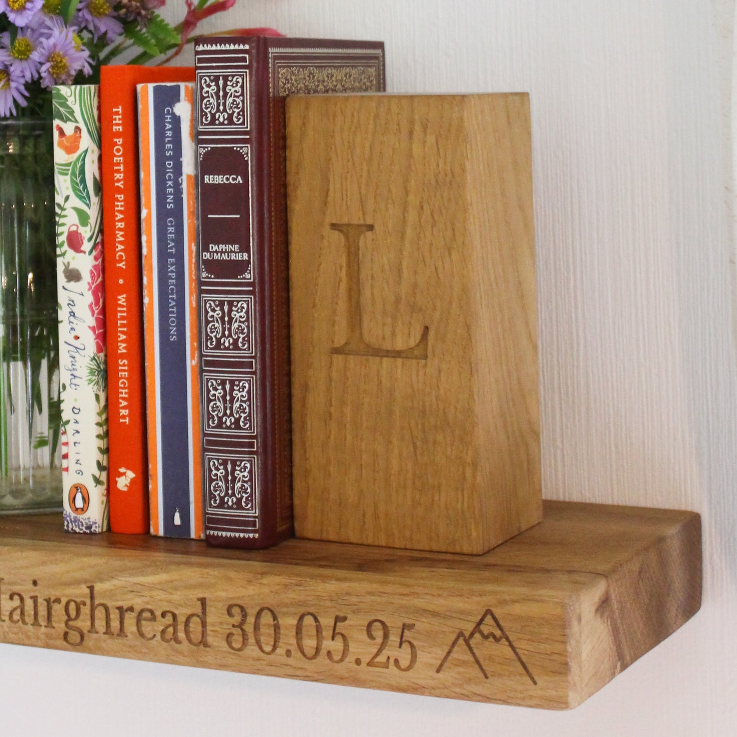 Personalised Oak Book Ends