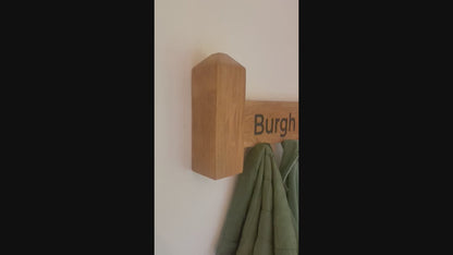 Engraved Wooden Coat Rack | Footpath style Coat Hanger