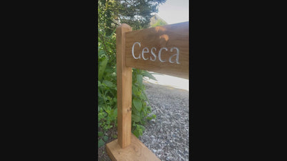 Portable Engraved Oak Sign