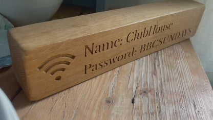 Personalised Solid Oak Engraved WiFi Password Block | Air B&B | Custom Home Decor | Rustic |Housewarming Gift