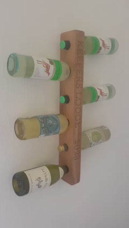 Engraved Wooden Wine Rack | Wall Mounted