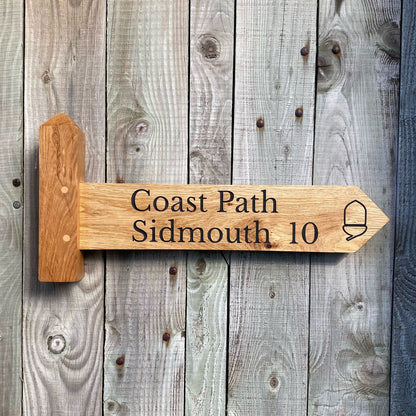 Personalised Directional Oak House Sign