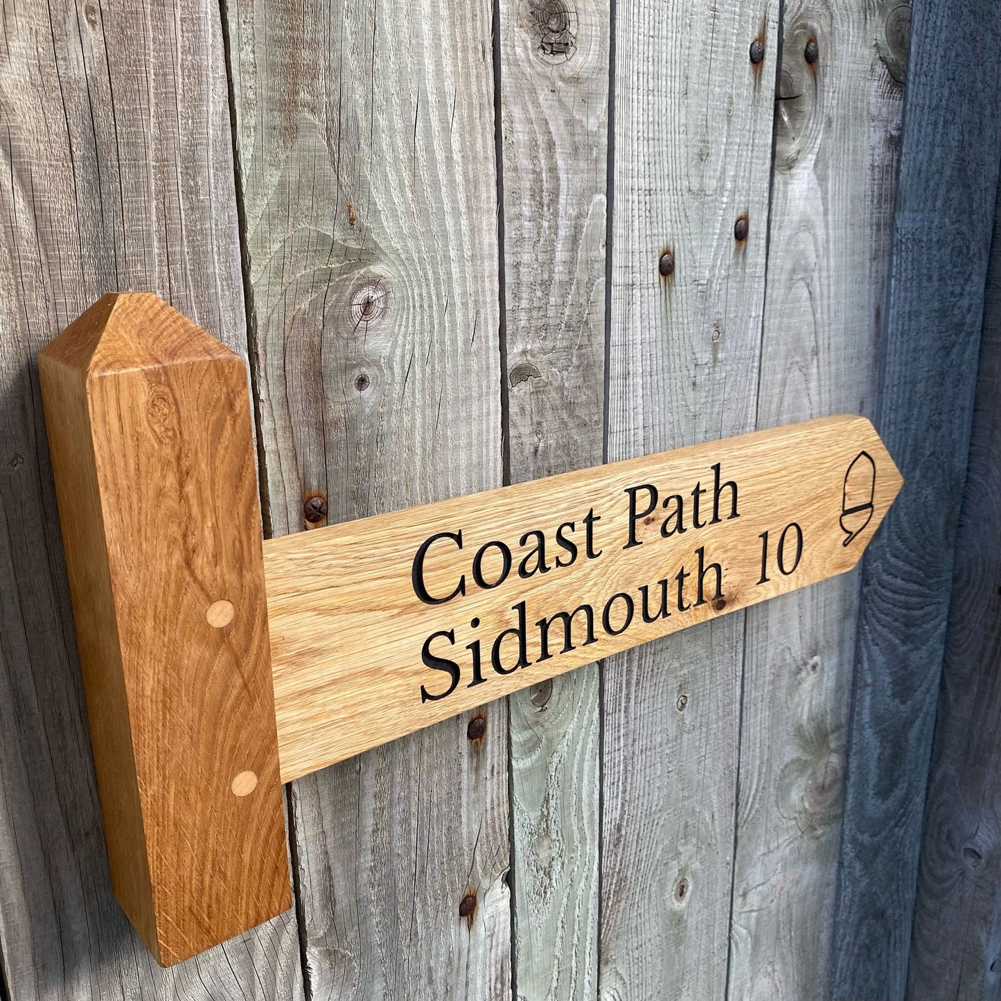 Personalised Directional Oak House Sign