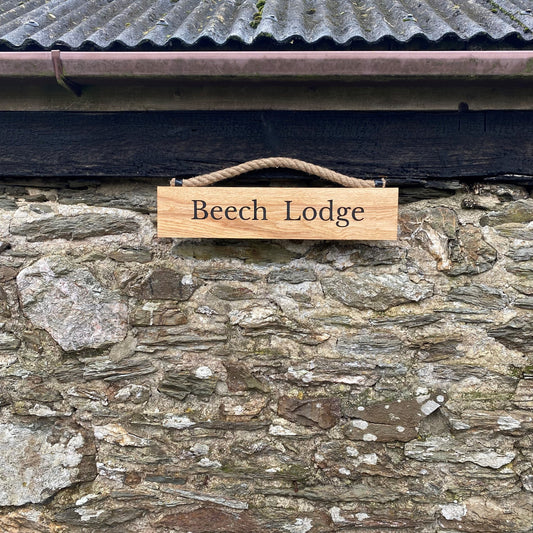 Rustic Bespoke Wooden Hanging Sign with Hessian Rope