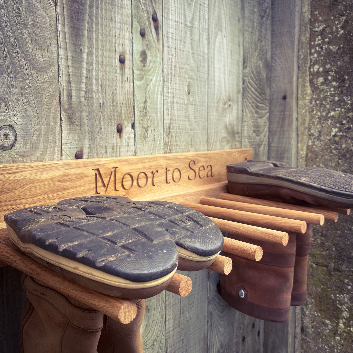 Classic Wooden Engraved Boot Rack | Grain Designs