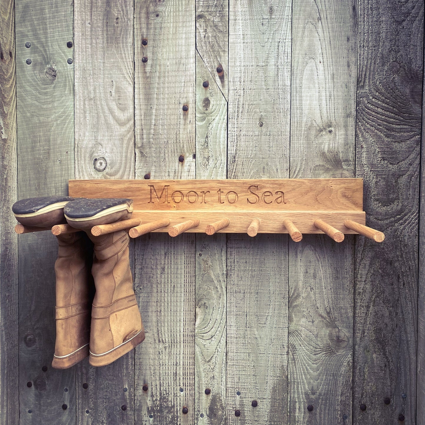 Classic Wooden Engraved Boot Rack | Grain Designs